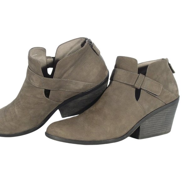 EILEEN FISHER Ives $280 Grey Suede Block Heel Strap Booties Women's 11 - Picture 4 of 11